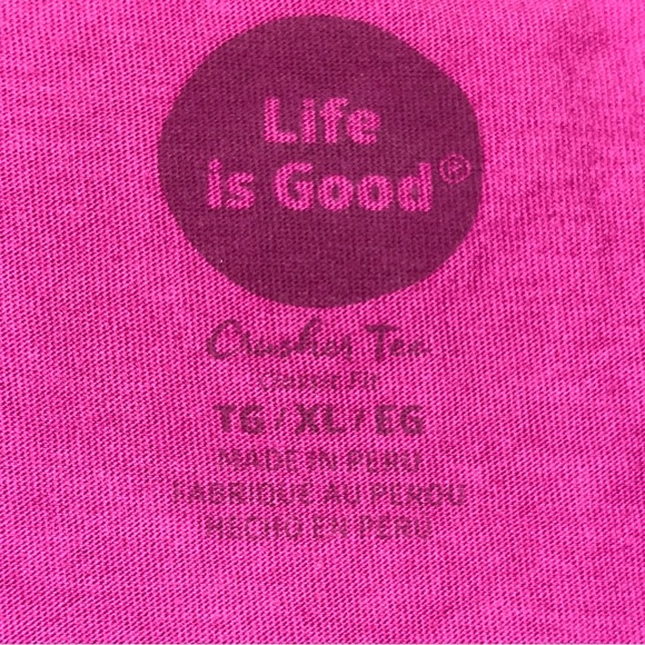 ποΈ Life is Good t-shirt, V-neck, 100% cotton, dark pink/fuchsia, camping theme - Picture 8 of 9